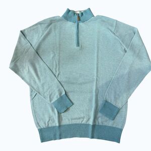 Peter Millar Crown Men’s Quarter-Zip Pullover Sweater Aqua Size Large NWOT